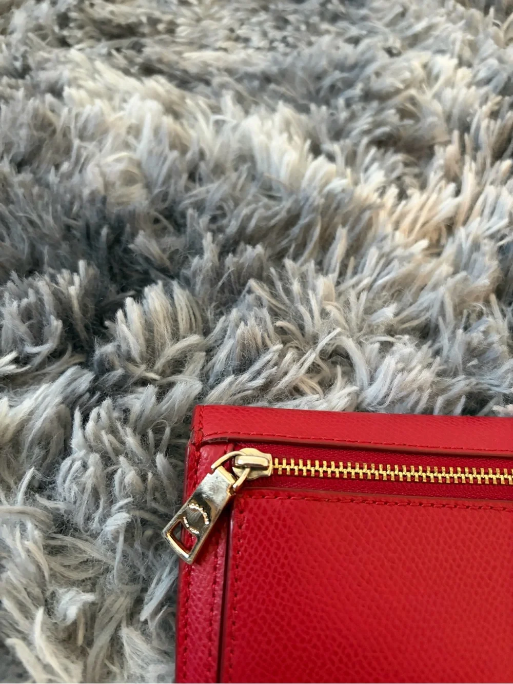 Coach Red Pebbled Leather Slim Envelope Wallet Signature C Inner Flap